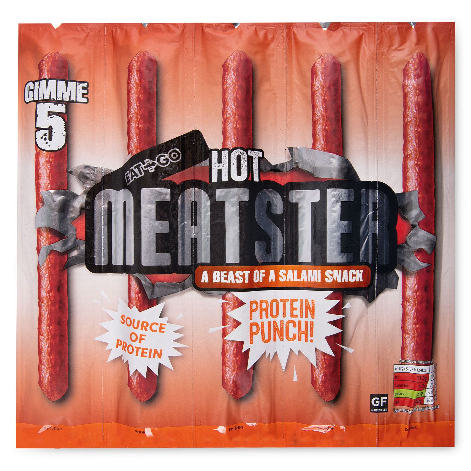 Hot Meatster Salami 5x25g Eat & Go